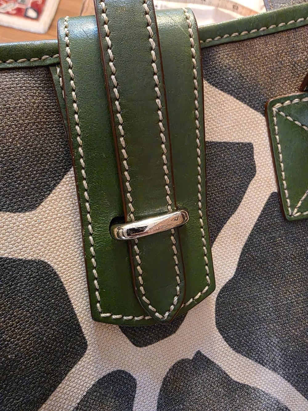 Dooney & Bourke Green Trim Giraffe-Print Canvas Tote - Picture 14 of 14